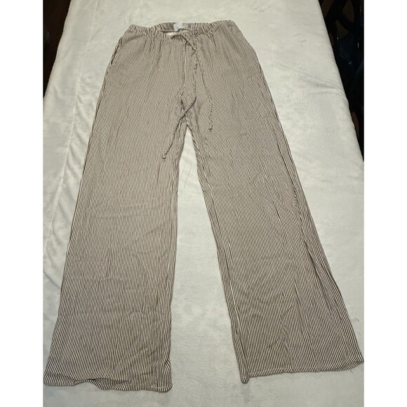 Sienna Sky Pants - Sienna Sky Tan Brown  Wide Leg, Elastic Waist, Boho Pants, Peasant, Size L